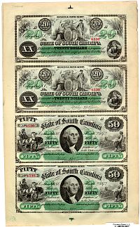 Columbia, SC Revenue Bond Scrip Sheet, 1872 $20-20-50-50, SN=4530, Ch.CU